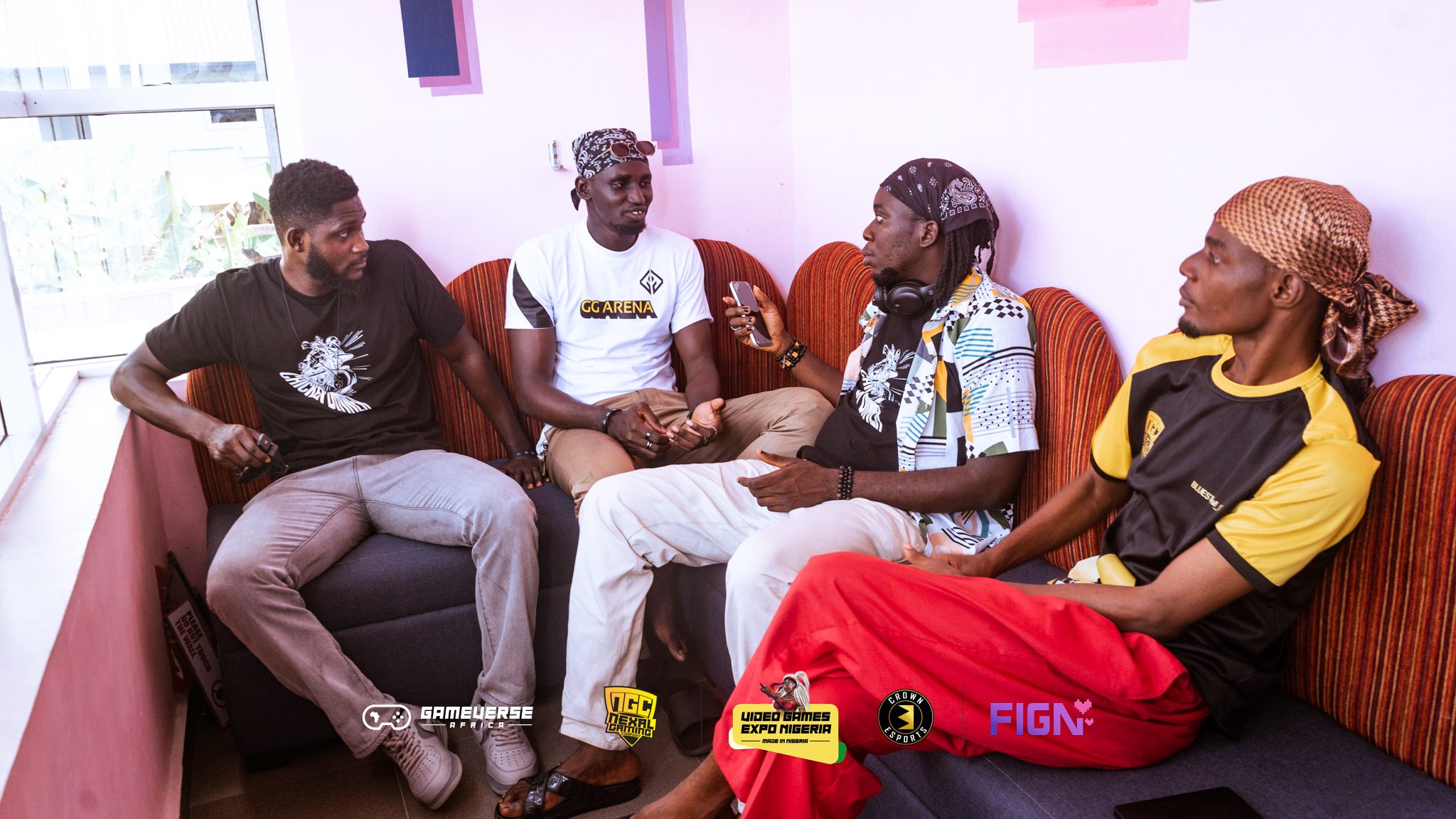 Creators and game developers networking in lounge