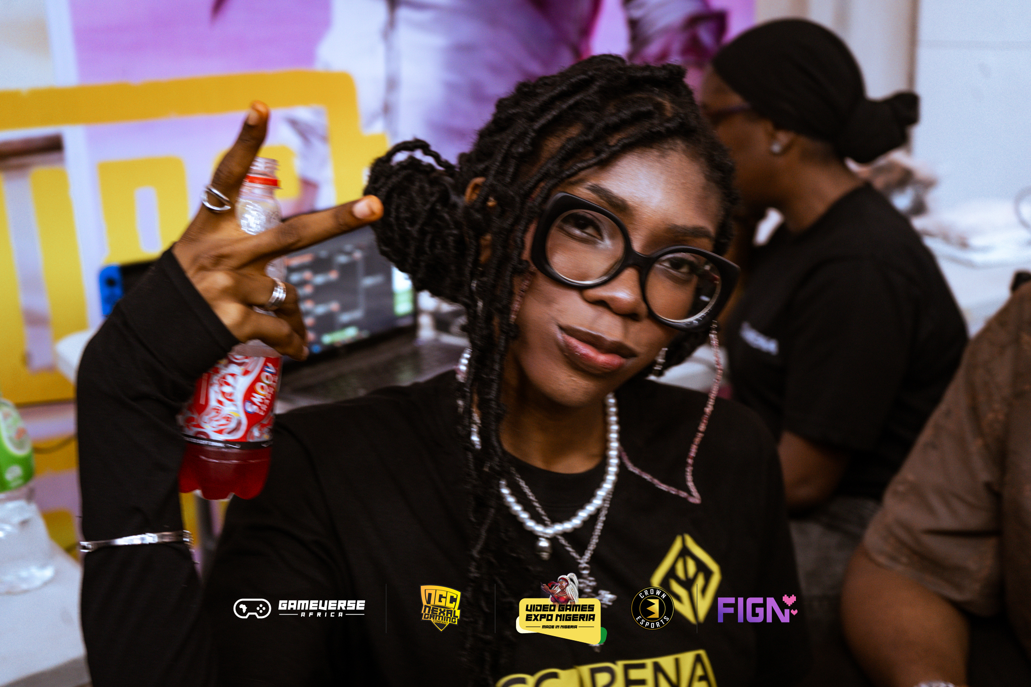 Attendee in GG Arena gear at Video Games Expo
